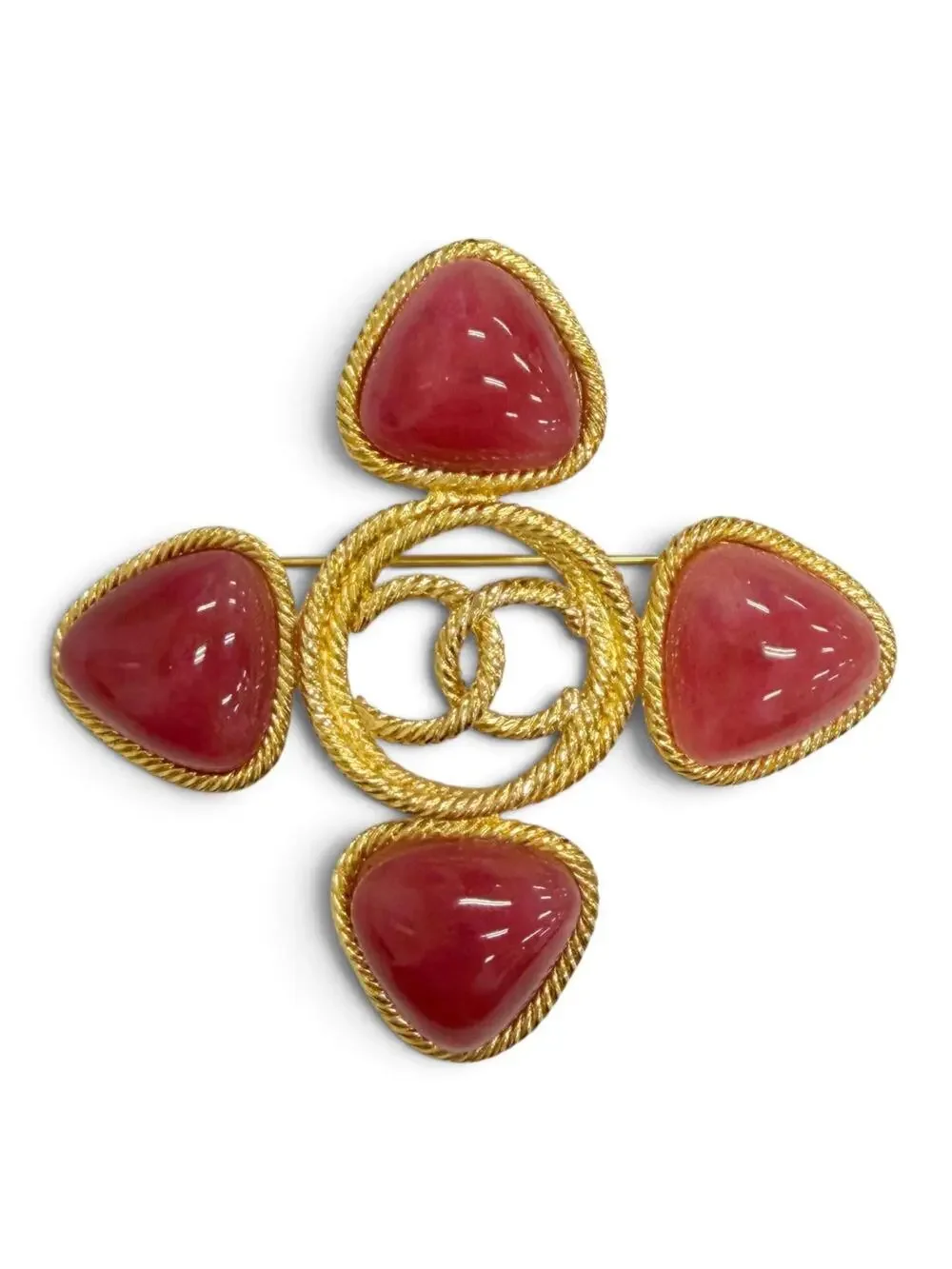 Chanel Cc Logo Brooch Gold-Tone Metal #343285C14B